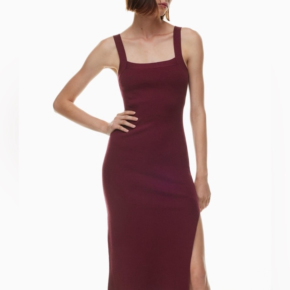 NWOT Aritzia Babaton Chocolate Brown Chase Midi Dress, sz Medium